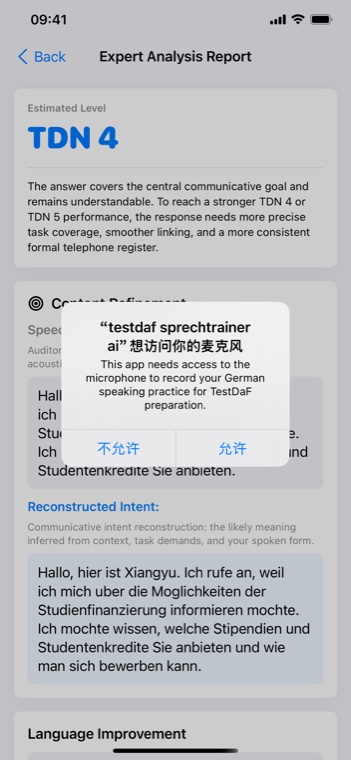 Multidimensional speaking evaluation report